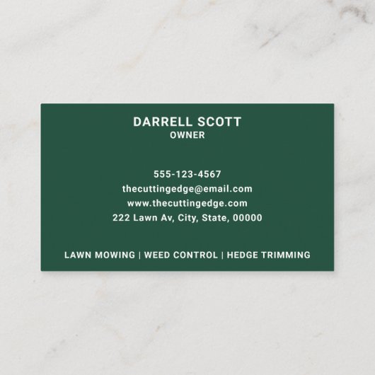 Groene en witte verzorging visitekaartje (Achterkant)