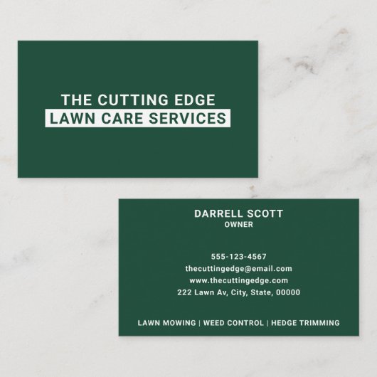 Groene en witte verzorging visitekaartje (Voorkant / Achterkant)