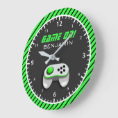 Groene en Witte Videogame Controller Kinderkamer Grote Klok (Hoek)