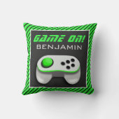 Groene en Witte Videogame Controller Kinderkamer Kussen (Achterkant)