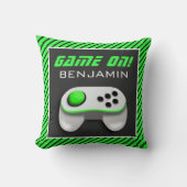 Groene en Witte Videogame Controller Kinderkamer Kussen (Voorkant)