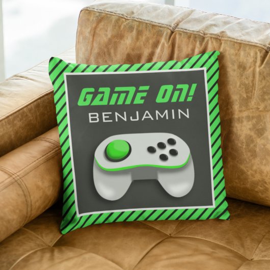 Groene en Witte Videogame Controller Kinderkamer Kussen