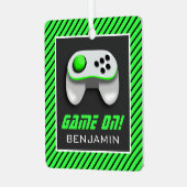 Groene en Witte Videogame Controller Kinderkamer Metalen Ornament (Voorkant links)