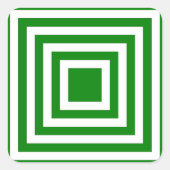 Groene en witte vierkante strepen vierkante sticker (Voorkant)