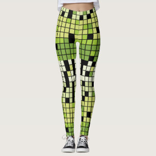 Groene en Witte Vierkanten met de Kleur van de Dou Leggings