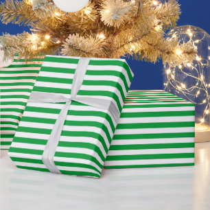 Groene en witte Vintage Thin Stripes Cadeaupapier