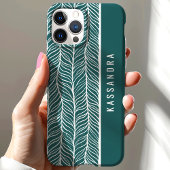 Groene en witte visgraat gepersonaliseerde naam Case-Mate iPhone case