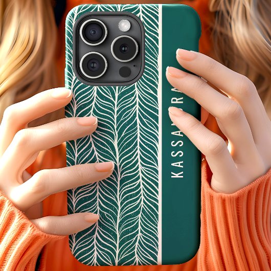 Groene en witte visgraat gepersonaliseerde naam Case-Mate iPhone case