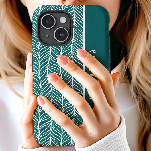 Groene en witte visgraat gepersonaliseerde naam Case-Mate iPhone case