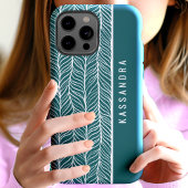 Groene en witte visgraat gepersonaliseerde naam Case-Mate iPhone case