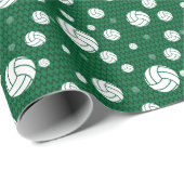 Groene en Witte Volleybal gepatterd Cadeaupapier (Rol Hoek)
