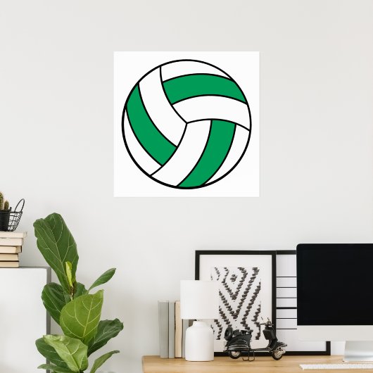 groene en witte volleybal poster (Thuiskantoor)