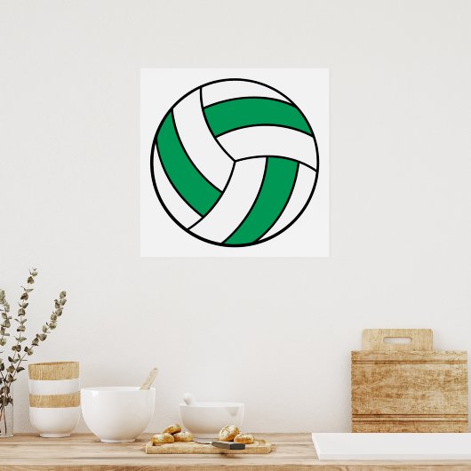 groene en witte volleybal poster (Keuken)
