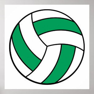 groene en witte volleybal poster