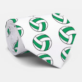 groene en witte volleybal stropdas (Opgerold)
