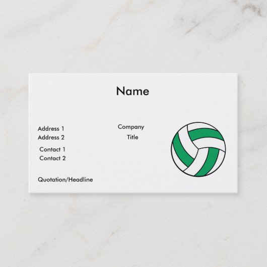 groene en witte volleybal visitekaartje (Voorkant)