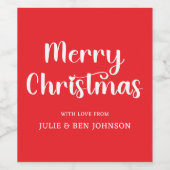 Groene en witte vrolijke kersttraktaties wijn etiket (Enkel label)