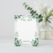 Groene en witte waterverf bedankkaart (Staand voorkant)