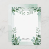 Groene en witte waterverf bedankkaart (Voorkant / Achterkant)