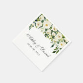 Groene en Witte Waterverf Bloemenbruiloft Servet (Hoek)
