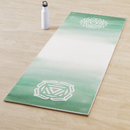 Groene en witte Waterverf Kroon & roet Chakra Yogamat
