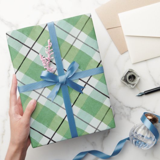 Groene en witte Waterverf Pset Cadeaupapier (Geschenken)