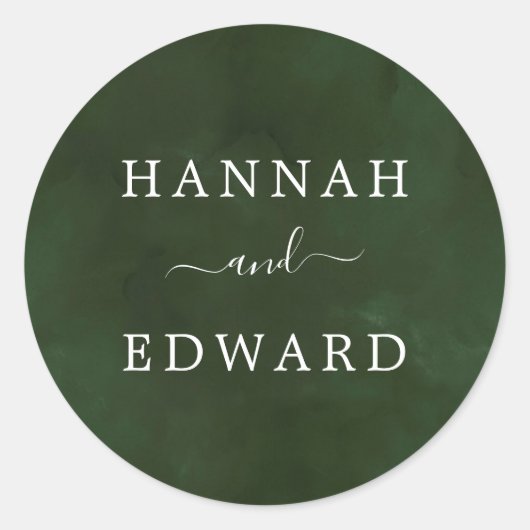 Groene en witte Waterverf Ronde Sticker (Voorkant)