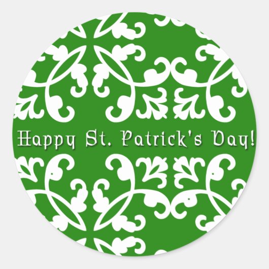 Groene en witte wervelingen St. Patrick's Day Stic Ronde Sticker (Voorkant)