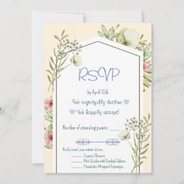 Groene En Witte Wilde Bloemen Geometrische RSVP Ka Kaart