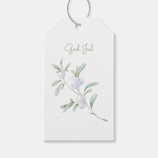 Groene en witte winterbessen cadeaulabel (Voorkant)