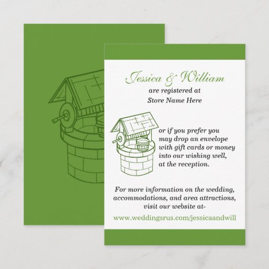 Groene en witte wishinggoedkaart informatiekaartje (Voorkant / Achterkant)