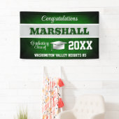 Groene en zilveren afstudeerfeest spandoek (Insitu)