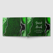 Groene en Zilveren Agaat Marmer Verjaardag Gastenboek (Volledig)