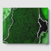 Groene en Zilveren Agaat Marmer Verjaardag Gastenboek (Achterkant)