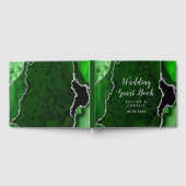 Groene en Zilveren Agaat Marmeren Bruiloft Gastenboek (Volledig)