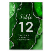 Groene en Zilveren Agaat Marmeren Bruiloft Kaart (Achterkant)