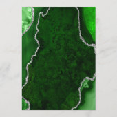 Groene en Zilveren Agaat Marmeren Bruiloft Menu (Achterkant)