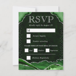 Groene en Zilveren Agat Huwelijk RSVP Kaartje