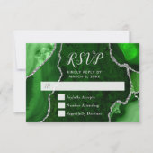 Groene en Zilveren Agate Knikker RSVP Kaartje (Voorkant)