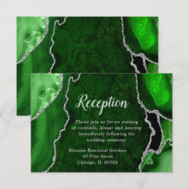 Groene en Zilveren Agaten Huwelijksreceptie Informatiekaartje