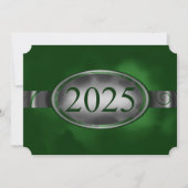 Groene en Zilveren Bloemen Button 2025 Kaart (Voorkant)
