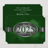 Groene en Zilveren Bloemen Button 2025 Kaart (Voorkant / Achterkant)