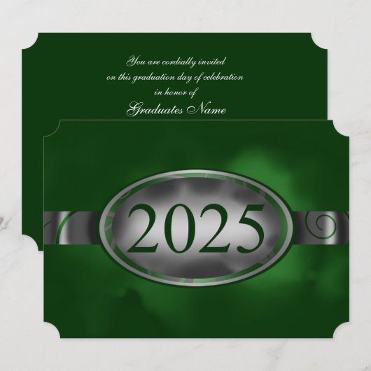 Groene en Zilveren Bloemen Button 2025 Kaart (Voorkant / Achterkant)