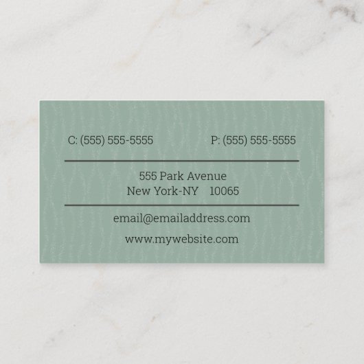 Groene en Zilveren CPA Sjabloon Visitekaartje (Achterkant)