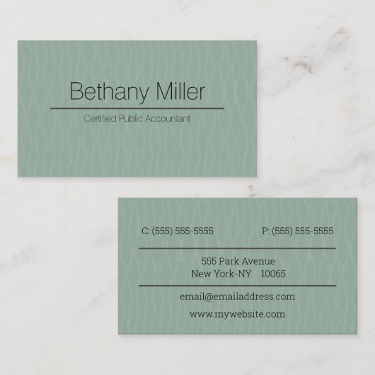 Groene en Zilveren CPA Sjabloon Visitekaartje (Voorkant / Achterkant)
