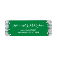 Groene en zilveren diamant glitters retouradres