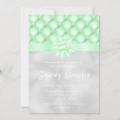 Groene en Zilveren Getufte Parels Verjaardagsfeest Kaart (Achterkant)