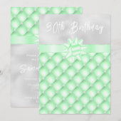 Groene en Zilveren Getufte Parels Verjaardagsfeest Kaart (Voorkant / Achterkant)