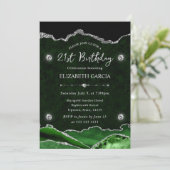 Groene en Zilveren Glitter Agaat 21e Verjaardag Kaart (Staand voorkant)