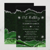 Groene en Zilveren Glitter Agaat 21e Verjaardag Kaart (Voorkant / Achterkant)